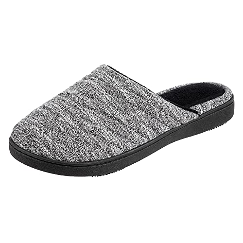 isotoner womens Andrea Space Knit Slide Slipper, Black, 6.5-7 US