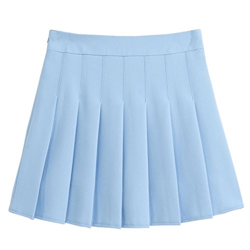 Hoerev Women Girls Short High Waist Pleated Skater Tennis Skirt,US 2,S,Blue