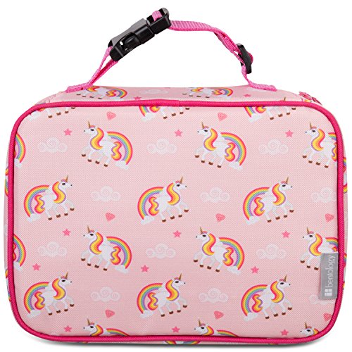 Bentology Lunch Box for Girls - Kids Insulated, Durable Lunchbox Tote Bag Fits Bento Boxes, Containers and Bottles, Back to School Lunch Sleeve Keeps Food Hotter or Colder Longer - Unicorn, Horse