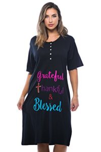 4361-116-3x just love short sleeve nightgown / sleep dress for women / sleepwear,black - greatful
