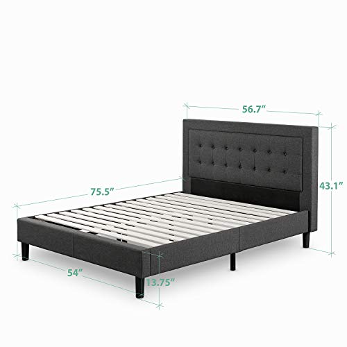 Zinus Dachelle Upholstered Platform Bed Frame / Mattress Foundation / Wood Slat Support / No Box Spring Needed / Easy Assembly, Full