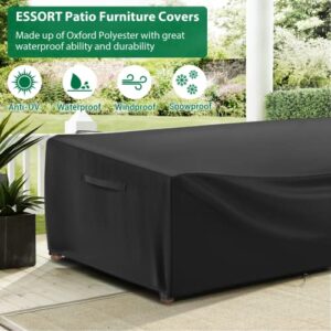 ESSORT Patio Furniture Covers, Extra Large Outdoor Furniture Set Covers 124"x63"x29" Waterproof, Rain Snow Dust Wind-Proof, Anti-UV, Fits for 10-12 Seats