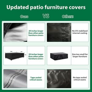 ESSORT Patio Furniture Covers, Extra Large Outdoor Furniture Set Covers 124"x63"x29" Waterproof, Rain Snow Dust Wind-Proof, Anti-UV, Fits for 10-12 Seats