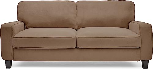 Serta Palisades Upholstered Sofas for Living Room Modern Design Couch, Straight Arms, Soft Fabric Upholstery, Tool-Free Assembly, 78" Sofa, Kingston Tan