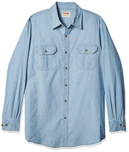 wrangler authentics men's long sleeve classic woven shirt, light chambray, 3x-large