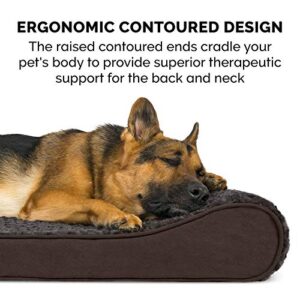 Furhaven Orthopedic Dog Bed for Large Dogs w/ Removable Washable Cover, For Dogs Up to 75 lbs - Ultra Plush Faux Fur & Suede Luxe Lounger Contour Mattress - Chocolate, Jumbo/XL