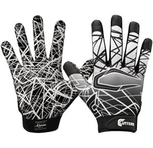 cutters game day no slip football gloves, youth and adult sizes, receiver glove with high tack silicone grip, superior support and protection for all ages, guantes de football, 1 pair, large