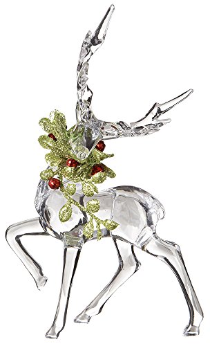 Ganz Kissing Krystals Christmas Acrylic 6" Mistletoe Reindeer Figurine