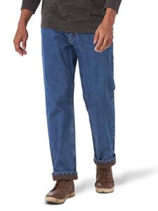 wrangler authentics men's fleece lined five pocket jean, stonewash, 36w x 32l