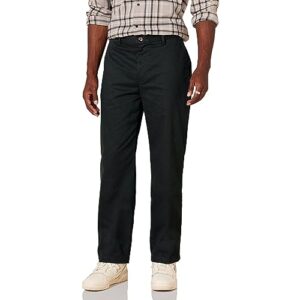 amazon essentials men's classic-fit wrinkle-resistant flat-front chino pant (available in big & tall), black, 34w x 32l