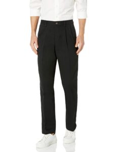 amazon essentials men's classic-fit wrinkle-resistant pleated chino pant (available in big & tall), black, 36w x 30l
