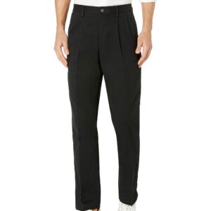 Amazon Essentials Men's Classic-Fit Wrinkle-Resistant Pleated Chino Pant (Available in Big & Tall), Black, 36W x 30L