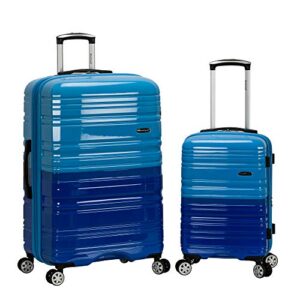rockland melbourne hardside expandable spinner wheel luggage, two tone blue, 2-piece set (20/28)