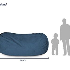 Lumaland Luxurious 7ft Big Bean Bag Chair with Microsuede Cover - Ultra Soft, Foam Filled and Washable Bean Bag for Teens, Adults, Pets - Accessory for Dorm, Living Room, House - Navy Blue