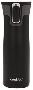 contigo west loop stainless steel vacuum-insulated travel mug with spill-proof lid, keeps drinks hot up to 5 hours and cold up to 12 hours, 20oz matte black