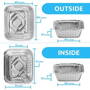 MontoPack Disposable Takeout Pans with Clear Lids | 1lb Capacity Aluminum Foil Food Containers with Strong Seal for Freshness & Spill Resistance | Eco-Friendly & Recyclable | 50-Pack of 5x4” Drip Pans