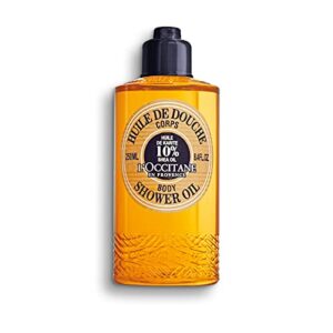 l'occitane shea body shower oil with 10% shea oil, 8.4 fl oz: luxuriously rich, with shea oil, soothe feelings of tightness, soften skin, fresh scent