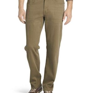 IZOD Men's Relaxed Fit Comfort Stretch Denim Jeans, Vintage Khaki, 36W X 30L