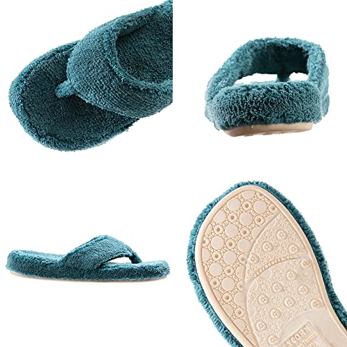 Acorn womens Spa Thong With Premium Memory Foam Slipper, Squid Ink, 8 9 US