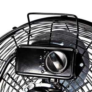 Comfort Zone CZHV12B 12” 3-Speed Cradle/Floor Fan with 180-Degree Adjustable Tilt, All-Metal Construction, Rubber Feet, and Carry Handle, Black