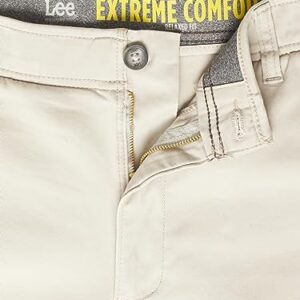 Lee Men's Extreme Motion Flat Front Relaxed Taper Pant, Dove, 38W x 30L