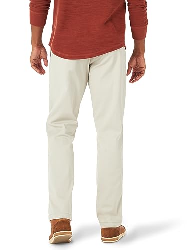 Lee Men's Extreme Motion Flat Front Relaxed Taper Pant, Dove, 38W x 30L