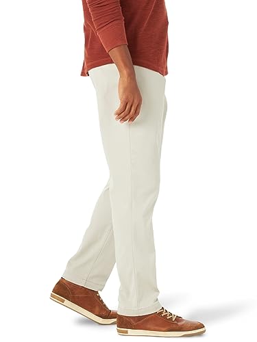 Lee Men's Extreme Motion Flat Front Relaxed Taper Pant, Dove, 38W x 30L