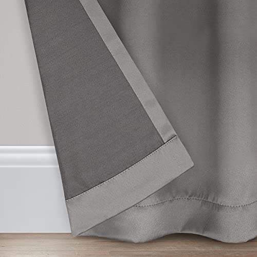 Eclipse Solid Thermapanel Modern Room Darkening Rod Pocket Window Curtain for Bedroom (1 Panel), 54 in x 84 in, Grey