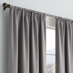 Eclipse Solid Thermapanel Modern Room Darkening Rod Pocket Window Curtain for Bedroom (1 Panel), 54 in x 84 in, Grey