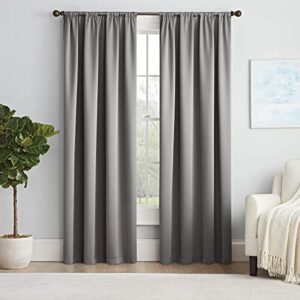 Eclipse Solid Thermapanel Modern Room Darkening Rod Pocket Window Curtain for Bedroom (1 Panel), 54 in x 84 in, Grey