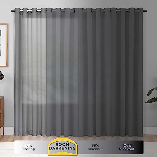 Eclipse Solid Thermapanel Modern Room Darkening Rod Pocket Window Curtain for Bedroom (1 Panel), 54 in x 84 in, Grey