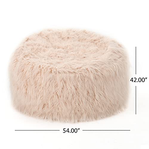 Christopher Knight Home Faux Fur Faux Fur Beanbag, 5', Pastel Pink