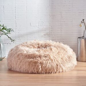 Christopher Knight Home Faux Fur Faux Fur Beanbag, 5', Pastel Pink