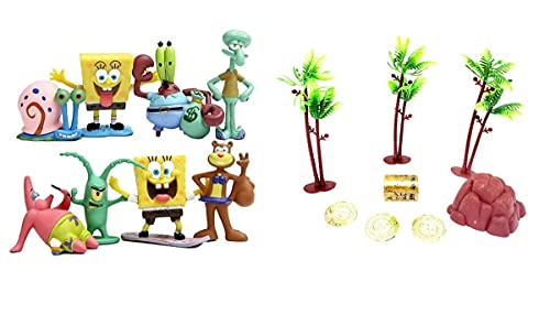 Spongebob Squarepants 14 Piece Play Set with Random Figures and Accessories - May Include Spongebob, Patrick, Squidward, Sandy Cheeks, Patrick Star, Mr. Krabs