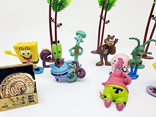 Spongebob Squarepants 14 Piece Play Set with Random Figures and Accessories - May Include Spongebob, Patrick, Squidward, Sandy Cheeks, Patrick Star, Mr. Krabs