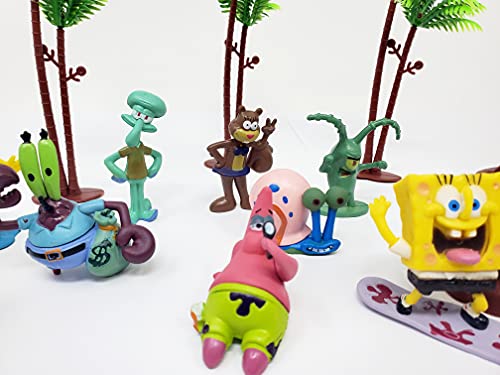 Spongebob Squarepants 14 Piece Play Set with Random Figures and Accessories - May Include Spongebob, Patrick, Squidward, Sandy Cheeks, Patrick Star, Mr. Krabs