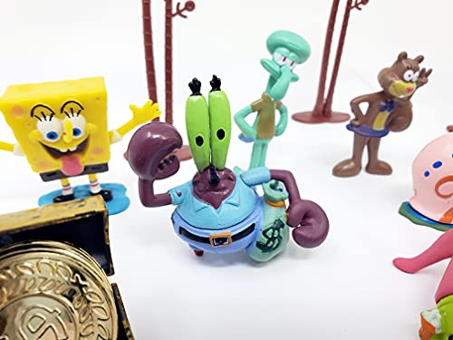 Spongebob Squarepants 14 Piece Play Set with Random Figures and Accessories - May Include Spongebob, Patrick, Squidward, Sandy Cheeks, Patrick Star, Mr. Krabs