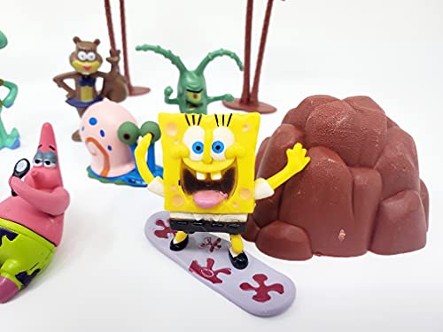 Spongebob Squarepants 14 Piece Play Set with Random Figures and Accessories - May Include Spongebob, Patrick, Squidward, Sandy Cheeks, Patrick Star, Mr. Krabs