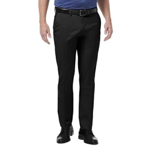 haggar men's premium no iron khaki straight fit & slim fit flat front casual pant, solid black, 33w x 30l