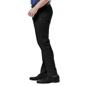 Haggar Men's Premium No Iron Khaki Straight Fit & Slim Fit Flat Front Casual Pant, Solid Black, 33W x 30L