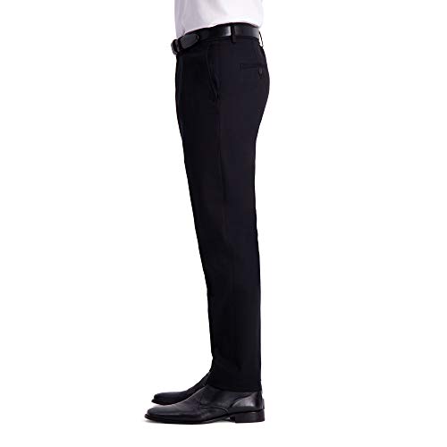 Haggar Men's Premium No Iron Khaki Straight Fit & Slim Fit Flat Front Casual Pant, Solid Black, 33W x 30L