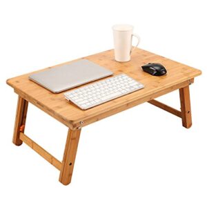 large size laptop tray desk nnewvanet 25.6x17.7in bamboo floor desk low table bed tray table,foldable adjustable study writing gaming breakfast serving floor table support 18in laptop w' 4 leg lock
