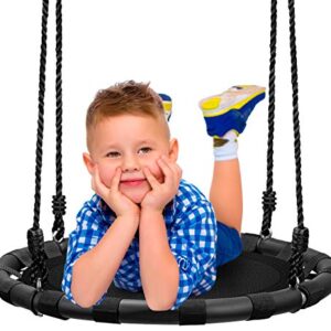 Sorbus Saucer Tree Swing - Kids Outdoor Disc Round Swing - 24" Heavy Duty 220lbs Seat - Easy Install Flying Saucer Web Circle Swing - Perfect for Gift, Playground, Backyard, Indoor/Outdoor Tire Swing