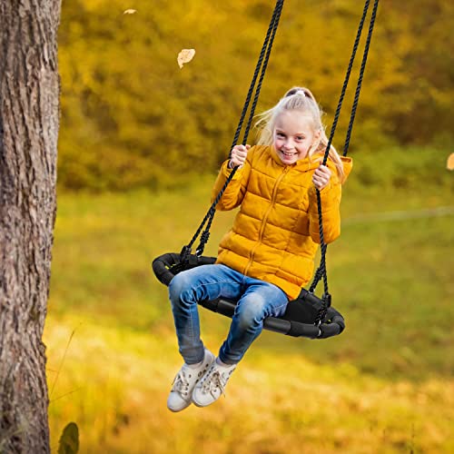 Sorbus Saucer Tree Swing - Kids Outdoor Disc Round Swing - 24" Heavy Duty 220lbs Seat - Easy Install Flying Saucer Web Circle Swing - Perfect for Gift, Playground, Backyard, Indoor/Outdoor Tire Swing