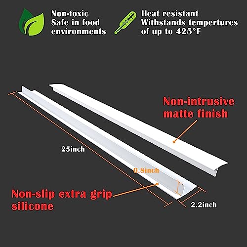 Silicone Stove Counter Gap Cover Kitchen Counter Gap Filler by Kindga 25" Long Gap Filler Sealing Spills Between Kitchen Appliances Washing Machine and Stovetop, Set of 2 (White)