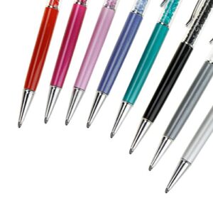 8pcs 2 in 1 Slim Crystal Stylus & Ballpoint Pens for Universal Touch Screen Devices for iPad iPhone, Samsung Galaxy, Tablets, Capacitive Pen, Black Ink Ball Point Pen