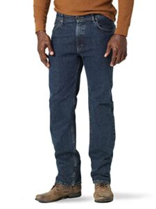 wrangler authentics men's regular fit comfort flex waist jean, dark stonewash, 36w x 32l