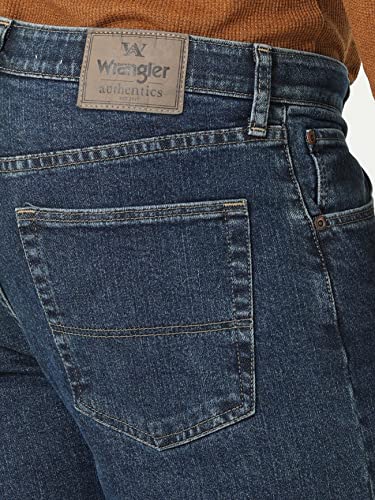 Wrangler Authentics Men's Regular Fit Comfort Flex Waist Jean, Dark Stonewash, 36W x 32L