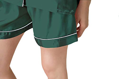 NANJUN Women's Satin Pajamas Sleepwear Short Button-Down Pj Set(green,l0)