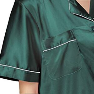 NANJUN Women's Satin Pajamas Sleepwear Short Button-Down Pj Set(green,l0)